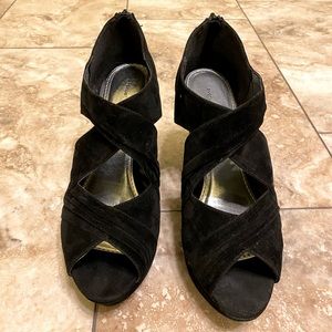 Black platform booties . Size 12w